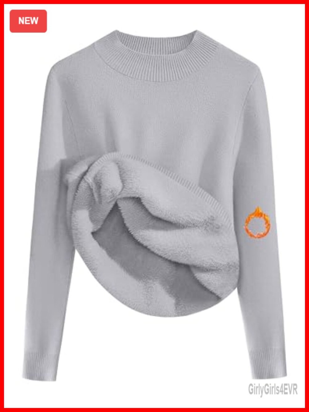 Fleece Sherpa Lined Mock Neck Long Sleeve Thermal Sweater Fuzzy Knit Pullover